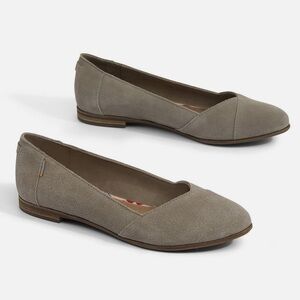 Toms Julie Light Taupe Almond Toe Suede Flats